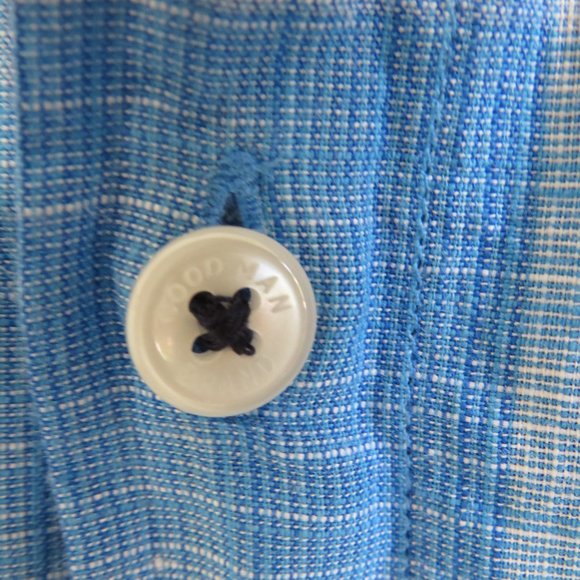 Good Man* Men's Short Sleeve Button Down Curved Hem Plaid Shirt~ Size Large - Picture 7 of 13